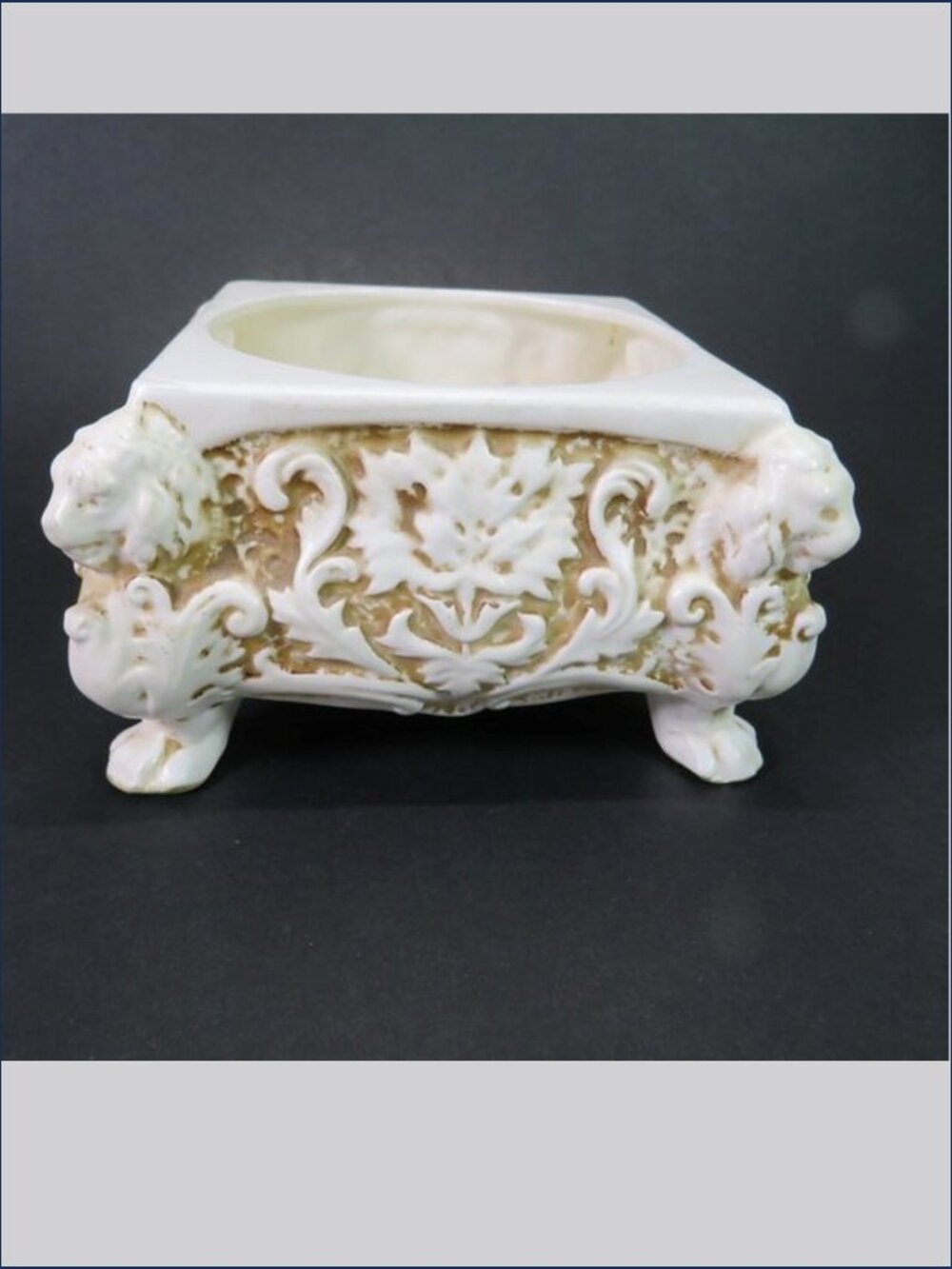 Vintage Inarco Lion footed porcelain pot holder, table Riser, Pedestal Bowl 1963